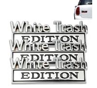 BBASILIYSD White Trash Edition Metal Car Emblem,3D Metal Badge Cars Stickers Bumper Decals,Car 3D Badge Decal Replacement for Universal Vehicles,Cars,Truck,SUV