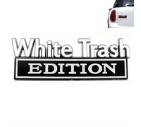 BBASILIYSD White Trash Edition Metal Car Emblem,3D Metal Badge Cars Stickers Bumper Decals,Car 3D Badge Decal Replacement for Universal Vehicles,Cars,Truck,SUV
