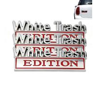 BBASILIYSD White Trash Edition Metal Car Emblem,3D Metal Badge Cars Stickers Bumper Decals,Car 3D Badge Decal Replacement for Universal Vehicles,Cars,Truck,SUV