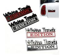 BBASILIYSD White Trash Edition Metal Car Emblem,3D Metal Badge Cars Stickers Bumper Decals,Car 3D Badge Decal Replacement for Universal Vehicles,Cars,Truck,SUV