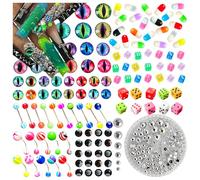 BBATT-HAPPY 240PCS Nail Charms for Acrylic Nails，Junk Nail Theme Eye Pill Puncture Dice Billiards Silver Half Round Pearl Nail Decorations ，Nail Accessories for Nail Art Supplies Manicure DIY