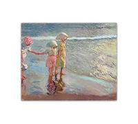 BBAUER Joaquin Sorolla Poster《The Three Sisters On The Beach》Canvas Painting Aesthetics Wall Art Prints For Modern Home Decor Pictures 60x70cm X1 No Frame