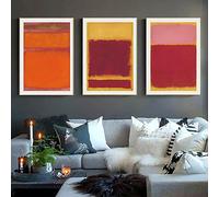 BBAUER Mark Rothko Poster Orange Pink Abstract Canvas Painting Modern Wall Art Mark Rothko Prints For Living Room Decor Picture 40x60cmx3 No Frame