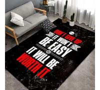 BBAUER Modern Muscle Bodybuilding Fitness Motivational Quotes Pattern Printed Design Flannel Rugs Floor Mat Home Carpet G1008 120×180CM