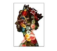 BBAUER Queen Elizabeth II Posters Abstract Flowers Queen Portrait Canvas Painting Modern Wall Art Flowers Prints Home Decor Picture 50x70cm No Frame