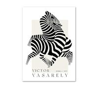 BBAUER Victor Vasarely Poster Abstract Zebra Canvas Painting Black And White Wall Art Victor Vasarely Prints For Modern Home Decor Pictures 50x70cm No Frame