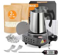 BBAXI Candle Making Kit with Electronic Hot Plate,Candle Wax Melter for Melting Wax,Including cadle Pot, Wax Melter hot Plate,2lb Soy Wax,Stain Spoon,Cotton Wicks,Center Devices,Wick,Thermometer.