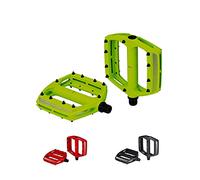 BBB Cycling Mountain Bike Pedals Flat 9/16" I MTB Pedals With Removable Grip Pins And Large Aluminium Platform I Black/Red/Neon I CoolRide BPD-36
