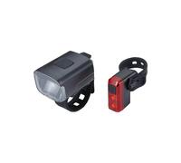 BBB Cycling USB Rechargeable Bike Light Set Bicycle Lights Waterproof Mountain Bike City Bike Road Bike Front Light and Rear Light Easy Mount Stud 33 Combo BLS-144, Black