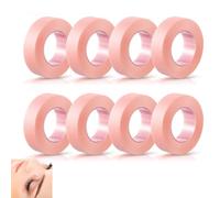 Bbborvox 8 Rolls Eyelash Tape,Breathable Micropore Fabric Eyelash Extension Tape, Pink Adhesive Eye Pads Lash Tape,Lash Extension Tape Medical Tape for False Eyelash Extension