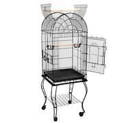 BBBuy 63.5" Rolling Bird Cage Open Top Large Iron Cage for Quaker Parrot Cockatiel Sun Parakeet Green-Cheek Conure with Rolling Stand & Storage Shelf