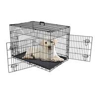 BBBuy Portable Pet Crate 36 Inch Dog Crate for Medium Dogs Foldable Double Door Metal Frame Kennel Cage with Handle and Removable Proof Tray for Indoor & Outdoor Travel Use