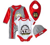 BBC Top Gear STIG Boy's Kids Children 4 Piece Starter Set Hat BIB Bodysuit Baby Grow - Official Merchandise (4 Piece Set)