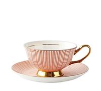 BBCBBZ Vintage European Tea Coffee Cup Set Rim Bone China Ceramics Tea Cup Set Porcelain Luxury Tazas Kitchen Supplies(Rosso)