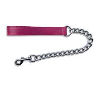 BBD PET PRODUCTS Ex Heavy Leather Chain Lead, 25-Inch, Boysenberry