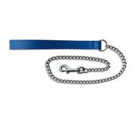 BBD Pet Products Leather Chain Lead, One Size, Medium, 30 x 5/8-Inch, Royal