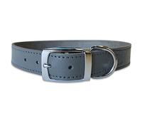 BBD Pet Products Plain Leather Collar, 1 x 18 to 21-Inch, One Size, Grey