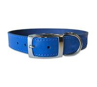 BBD Pet Products Plain Leather Collar, 1 x 18 to 21-Inch, One Size, Royal