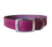 BBD PET PRODUCTS Plain Leather Collar, 18 - 21-Inch, Boysenberry