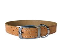 BBD Pet Products Plain Leather Collar, 3/4 x 14 to 16-Inch, One Size, Tan