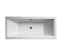 Balterley 1800 x 800mm Square Shower Bath, Straight Double Ended Gloss White Soaking Shower Bath, Acrylic Baths for Bathrooms, Straight Square, Adjustable Leg Set, Soaking Bathtub (White)