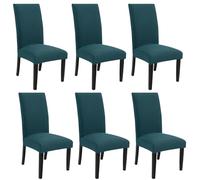 BBDIYCD Dining Room Chair Covers Slipcovers, Stretch Removable Washable Dining Chair Protector Decoration Cover Seat Slipcover for Hotel,Ceremony,Banquet,Kitchen,Restaurant,Home,Dark Green,6PCS