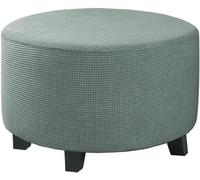 BBDIYCD Round Footstool Cover Stretch Ottoman Cover, Removable Stretch Pouffe Cover Non Slip Foot Stool, Super Soft Pouffe Cover With Elastic Bottom, Protector Cover,Green,XL