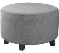 BBDIYCD Round Footstool Cover Stretch Ottoman Cover, Removable Stretch Pouffe Cover Non Slip Foot Stool, Super Soft Pouffe Cover With Elastic Bottom, Protector Cover,Grey,XL