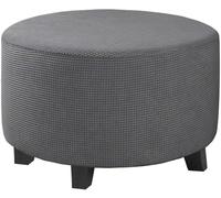 BBDIYCD Round Footstool Cover, Stretch Pouffe Covers, Removable Small Ottoman Stool Seat Cover, Washable Slipcover Furniture Protector for Round Foot Stool,Dark Gray,L