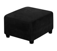 BBDIYCD Small Ottoman Stool Seat Cover, Square Footstool Cover, Removable Pouffe Covers, Stretch Slipcover Furniture Protector, Non Slip Foot Stool,Black,68.58cm-81.28cm