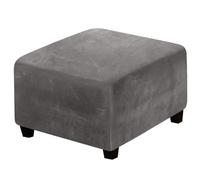 BBDIYCD Square Footstool Cover, Removable Large Stretch Pouffe Cover, Stretch Ottoman Cover Washable, Non Slip Foot Stool Jacquard Slipcovers With Elastic Bottom,Grey,68.58cm-81.28cm