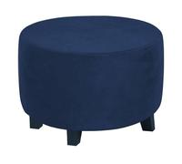 BBDIYCD Stretch Footstool Cover Round, Thick Soft Ottoman Cover with Elastic Bottom, Removable Pouffe Covers, Round Non Slip Pouffe Cover Durability Ottoman Protectors,Navy Blue,XL