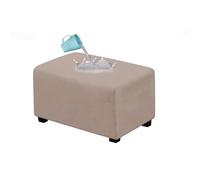 BBDIYCD Waterproof Ottoman Cover with Elastic, Footstool Cover, Stretch Rectangle Seat Cover Footstool Slipcovers, Universal Suede Pouffe Cover Protector,Khaki,L