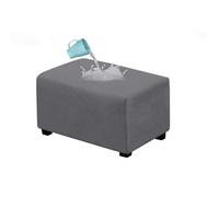 BBDIYCD Waterproof Ottoman Cover with Elastic, Footstool Cover, Stretch Rectangle Seat Cover Footstool Slipcovers, Universal Suede Pouffe Cover Protector,Grey,L