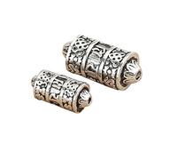BBDMind Sterling Silver Prayer Wheel Bead, 925 Silver Tibetan Om mani padme hum Spacer for Bracelet Necklace(Large Size)