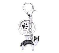 BbearT® Dog ID Tag Dog Keychain,Cute Ceramic Stereo Dog Metal Keychain Keyring Dog ID Tags (Border Collie)