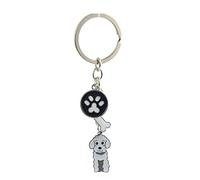 BbearT® Dog Key-ring Keychain,Cute Small Dog Puppy Metal Keychain Keyring Keyfob key tags Car Keyring Bag Charm (White Poodle)