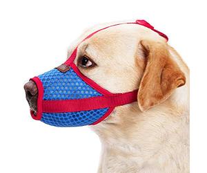 BbearT® Dog Muzzles,Soft Pet Mouth Cover Anti-Biting Anti-Barking Licking Air Mesh Adjustable Dog Muzzle for Medium Dogs Large Dogs (L)