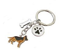 BbearT® Dog Tag Keychain - Cute Small Puppy ID Tags, Metal Keyring Keyfob, German Shepherd Dog