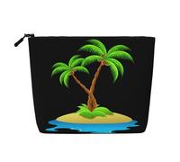 BBEXJIGY 3D Palm Tree Print Single Layer Fake Linen Like Makeup Bag Stylish Practical Organizer for Cosmetics, Black, One Size