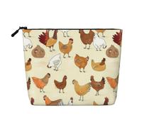 BBEXJIGY A Brood of Chickens Print Single Layer Fake Linen Like Makeup Bag Stylish Practical Organizer for Cosmetics, Black, One Size