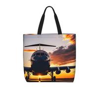 BBEXJIGY Aircraft Plane at Sunset Print Women's Portable Tote Bag - Large Shopper for Beach,Travel,Gym | Summer Handbag