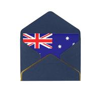 BBEXJIGY Australian flag Print Horizontal Gold-Edged Pearl Greeting Card w/Envelope-Holiday,Birthday,Anniversary,Party