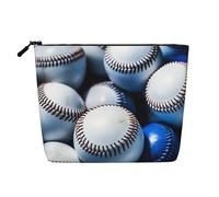 BBEXJIGY Baseball Print Single Layer Fake Linen Like Makeup Bag Stylish Practical Organizer for Cosmetics, Black, One Size