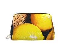 BBEXJIGY Basket Lemons Print Leather Travel Toiletry Bag for Women Toiletries Cosmetic Bag Makeup Bag