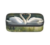 BBEXJIGY Beautiful White Swans on The Lake Print Large - Capacity Cosmetic Makeup Organizer Bag: Designed for Eyebrow Pencils, Black, One Size