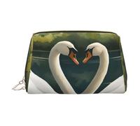 BBEXJIGY Beautiful White Swans on The Lake Print Leather Travel Toiletry Bag for Women Toiletries Cosmetic Bag Makeup Bag