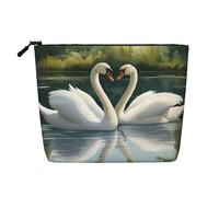 BBEXJIGY Beautiful White Swans On The Lake Print Makeup Bag Single Layer Faux Linen Elegant Practical Cosmetic Organizer Black -, One Size, Black, One Size