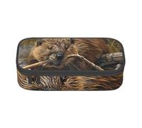 BBEXJIGY beaver working Print Large - Capacity Cosmetic Makeup Organizer Bag: Designed for Eyebrow Pencils, Black, One Size