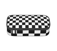 BBEXJIGY Black and White checkered stripes Print Large - Capacity Cosmetic Makeup Organizer Bag: Designed for Eyebrow Pencils, Black, One Size